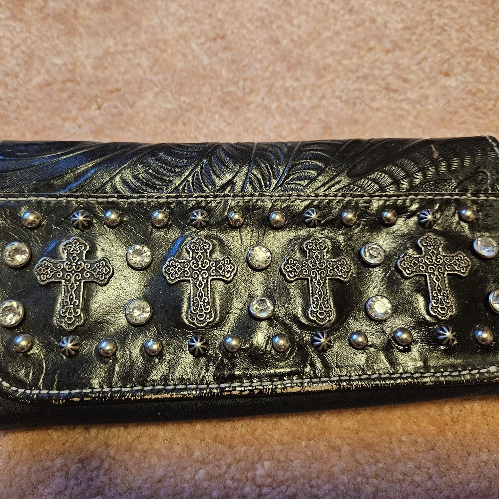 Black trip fold wallet America west
